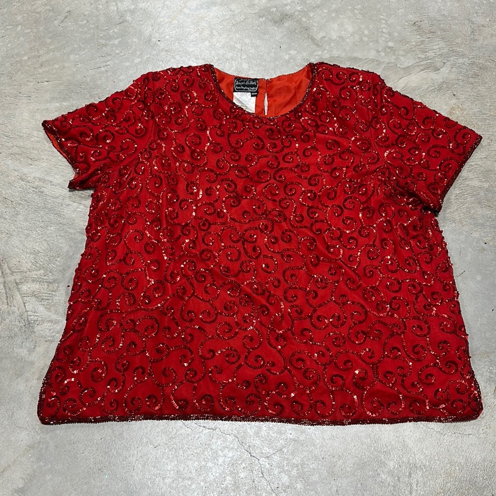 Jean‎ for Joseph Le Bon brand red sequence BEAUTIFUL top / Size 22W / V-74